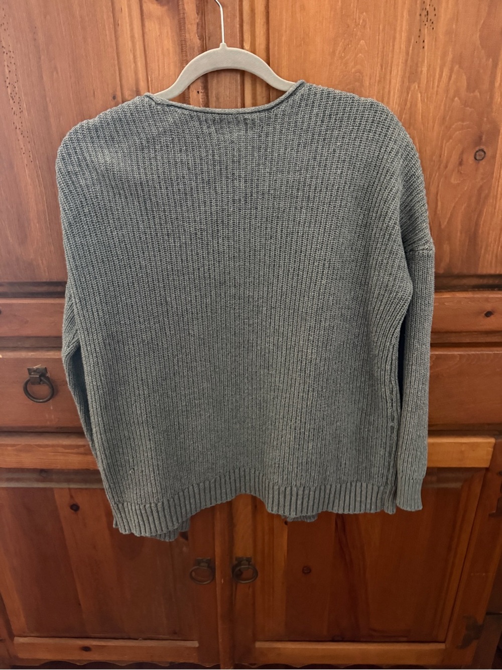 Universal Thread Grey Open-Front Ribbed Cardigan with Pockets - Picture 2 of 5